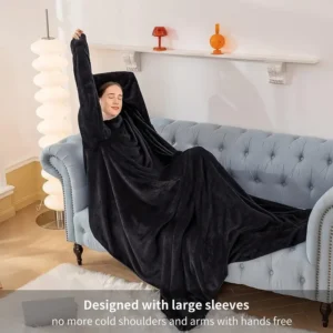 Fliistekk varrukatega must